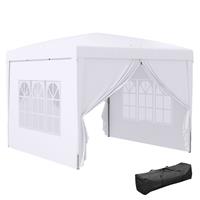 Outsunny 3mx3m Pop Up Gazebo Party Tent Canopy Marquee with Storage Bag White