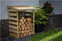 Wooden Log Store Compact 1m x 0.8m Pent Roof Pressure Treated Outdoor Wood Store