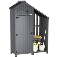 Outsunny Fir Garden Storage Shed With Shelves Log Rack, For Garden Tools