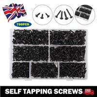 700Pcs Assorted Box of Black Self Tapping Screws Flanged Workshop Tappers DIY UK