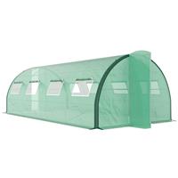 Outsunny Tunnel Greenhouse, Upgraded Structure, Hinged Doors, 6 x 3(m), Green