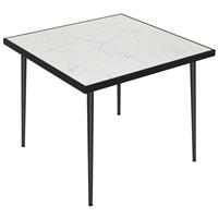 Outsunny Outdoor Dining Table for 4 with Marble Effect Tempered Glass Top White