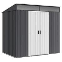 Outsunny 6.5x4FT Garden Shed Lockable Metal Tool Shed Grey