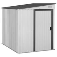Outsunny 7 x 5FT Garden Shed w/ Foundation Lean to Metal Tool Shed White