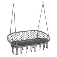 Outsunny Hanging Hammock Chair Macrame Seat for Patio Garden Yard Dark Grey