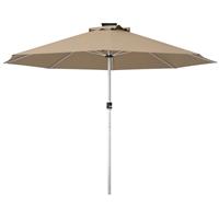 Outsunny Solar Patio Garden Parasol with Lights for Outdoor, Khaki