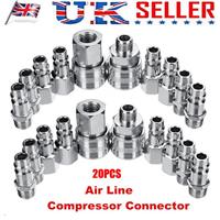 20PCS Euro Air Line Hose Fitting Connector Quick Release 1/4'' BSP Male Female