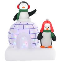 HOMCOM 5ft Christmas Inflatable Two Penguins w/ Ice House for Garden Lawn