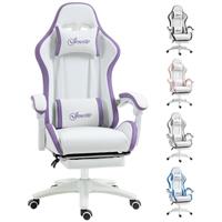 Vinsetto Racing Style Gaming Chair with Reclining Function, White and Purple