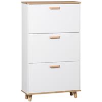 HOMCOM 12 Pair Slim Shoe Cabinet w/ 3 Flip Drawers for Entryway, White