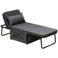 HOMCOM Convertible Sleeper Chair with Pillow and Side Pockets, Charcoal Grey