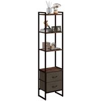 HOMCOM 4-Tier Bookshelf Bookcase with 2 Fabric Drawers for Bedroom Study