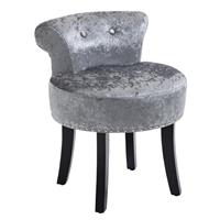 HOMCOM Dressing Table Stool Vanity Seat w/ Rubber Wood Legs Bedroom - Grey