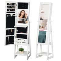 HOMCOM Freestanding Jewellery Storage Armoire w/ 2 Mirrors Drawers Hooks Lights