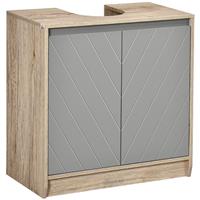 HOMCOM 60x60cm Under-Sink Storage Cabinet w/ Adjustable Shelf 2 Doors Cabinet