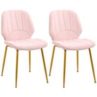 HOMCOM Modern Dining Chairs Set of 2 with Padded Seat and Steel Legs, Pink