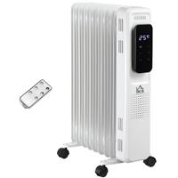 HOMCOM 2000W Oil Filled Radiator Heater w/ 3 Heat Settings Remote Control White