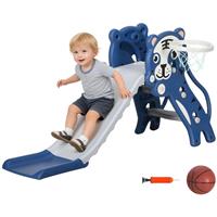 AIYAPLAY Kids Slide with Basketball Hoop, Basketball, for 18-36 Months, Blue