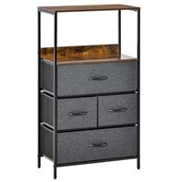 HOMCOM 4 Drawer Storage Chest Unit Home w/ Shelves Home Living Bedroom Black