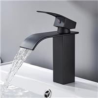 Modern Monobloc Bathroom Sink Mixer Faucet Waterfall Single Lever One Hole Taps