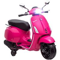 AIYAPLAY Vespa Licensed 12V Kids Electric Motorbike w/ Music, Light, Pink