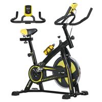 SPORTNOW Indoor Exercise Bike Stationary Bike for Home Gym Workout, Yellow