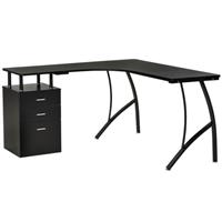 HOMCOM L-Shaped Corner PC Desk Table w/ Drawer Home Office Workstation, Black