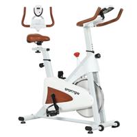 SPORTNOW Quiet Stationary Exercise Bike with Adjustable Seat, White