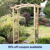 Wooden Garden Arch Classic Pergola Dome Top with Side Trellis 134 x 220cm