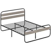 HOMCOM 5ft Metal Platform King Size Bed Frame with Under Bed Storage