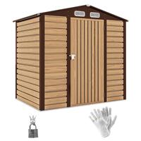Outsunny 6.2 x 4.3ft Garden Metal Shed with Vent for Garden, Patio, Oak