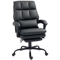 HOMCOM Executive Office Chair, PU Leather Desk Chair with Armrests Black