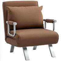 HOMCOM Velvet Single Folding 5 Position Convertible Sleeper Chair Bed Coffee