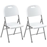 Outsunny 2PCS Folding Chair with Steel Frame, Garden Chair Set, White