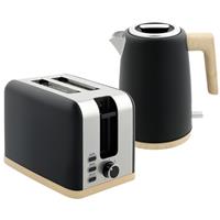 HOMCOM 1.7L Electric Fast Boil Kettle and 2 Slice Toaster Set, Black
