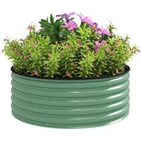 Outsunny Galvanised Planter with Gloves, 120 x 120 x 43cm, Light Green