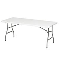 Outsunny Folding Garden Table, Patio Table with Metal Frame, White