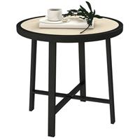 Outsunny 50.5cm Round Garden Table with SPC Tabletop, Nature Wood Finish