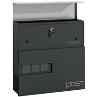 HOMCOM Wall Mounted Post Box, Weatherproof Letterbox with Lock, Grey