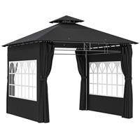 Outsunny 3 x 3 m Garden Gazebo, Outdoor Gazebo Canopy Shelter, Black