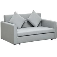 HOMCOM 2 Seater Sofa Bed Convertible Bed Settee w/ 2 Cushions Light Grey