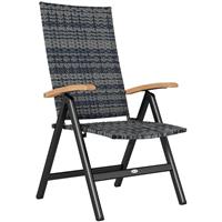 Outsunny Folding Rattan Garden Dining Chair with Reclining Back, Mixed-grey