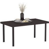 Outsunny Metal Garden Coffee Table with Woodgrain Tabletop, Brown