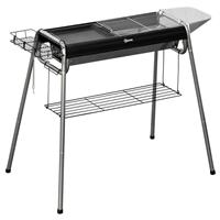 Outsunny Charcoal BBQ Grill with Griddle Plate, Black