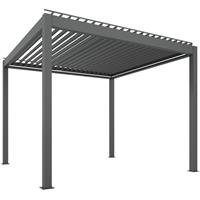 Outsunny 3 x 3(m) Electric Louvered Pergola Aluminium Pergola w/ LED Light
