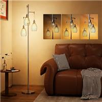 HOMCOM Industrial 3-Light Floor Lamp Dimmable Standing Lamp, Silver Tone