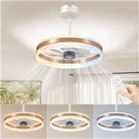 HOMCOM Ceiling Fan Light with 3 Colour, Timer, Reversible, Remote, Gold