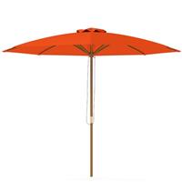 Outsunny Wooden Garden Parasol with Rope Pulley Mechanism and 8 Ribs Orange