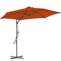 Outsunny 3(m) Cantilever Garden Parasol Umbrella W/ Solar LED Orange