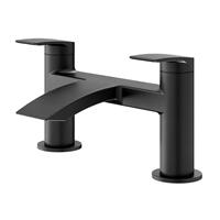 Bath Filler Tap Mixer Matt Black Double Lever Turn Waterfall Modern Bathroom